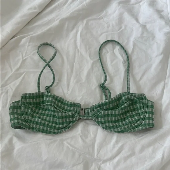 Triangl Green Gingham Bikini Top sz XS - Picture 1 of 4